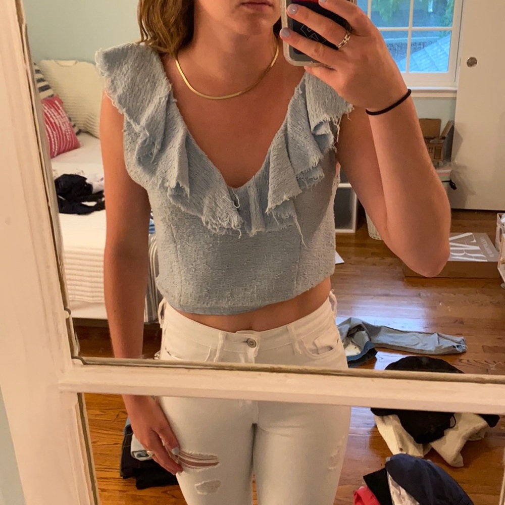 Zara baby blue top